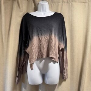 We The Free‎ People Black & Tan Ombre Long Sleeve Crop Top XS
